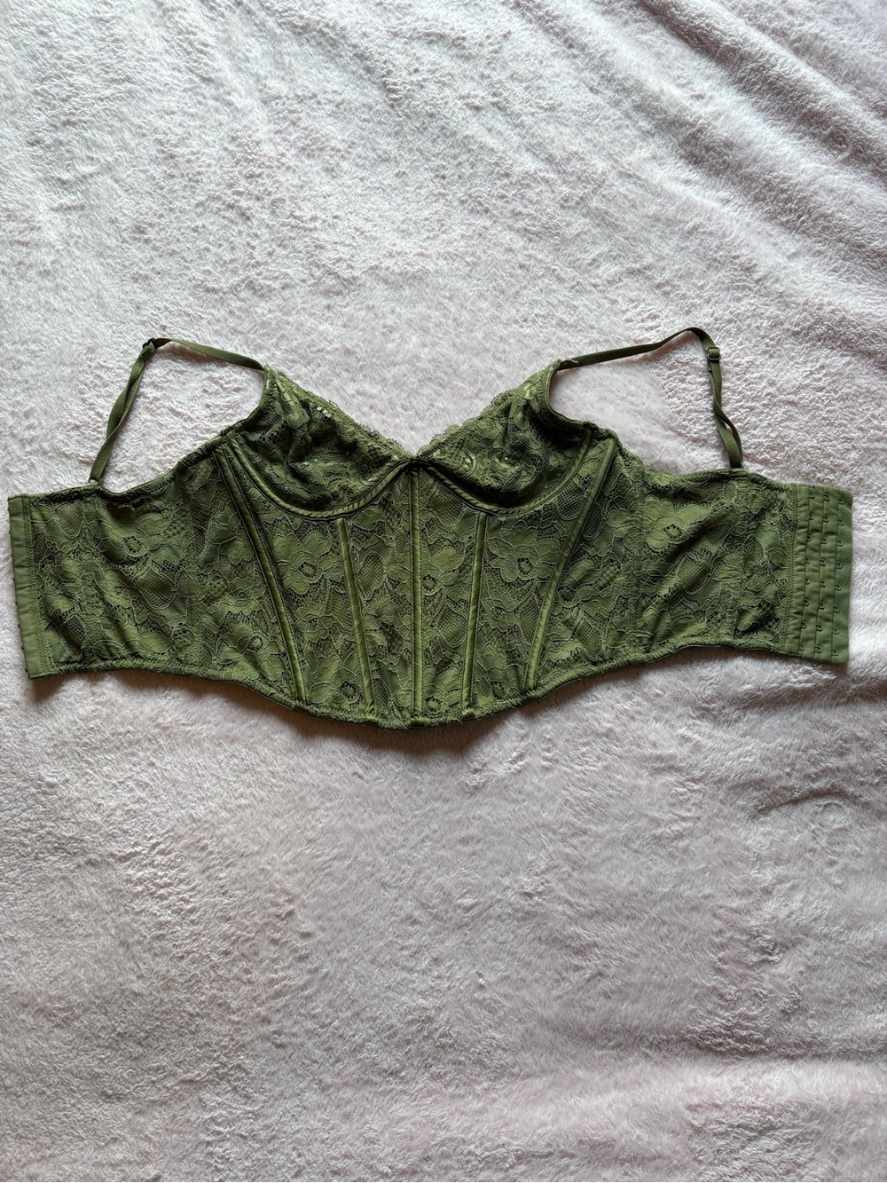 La Hearts Olive Green Lace Corset